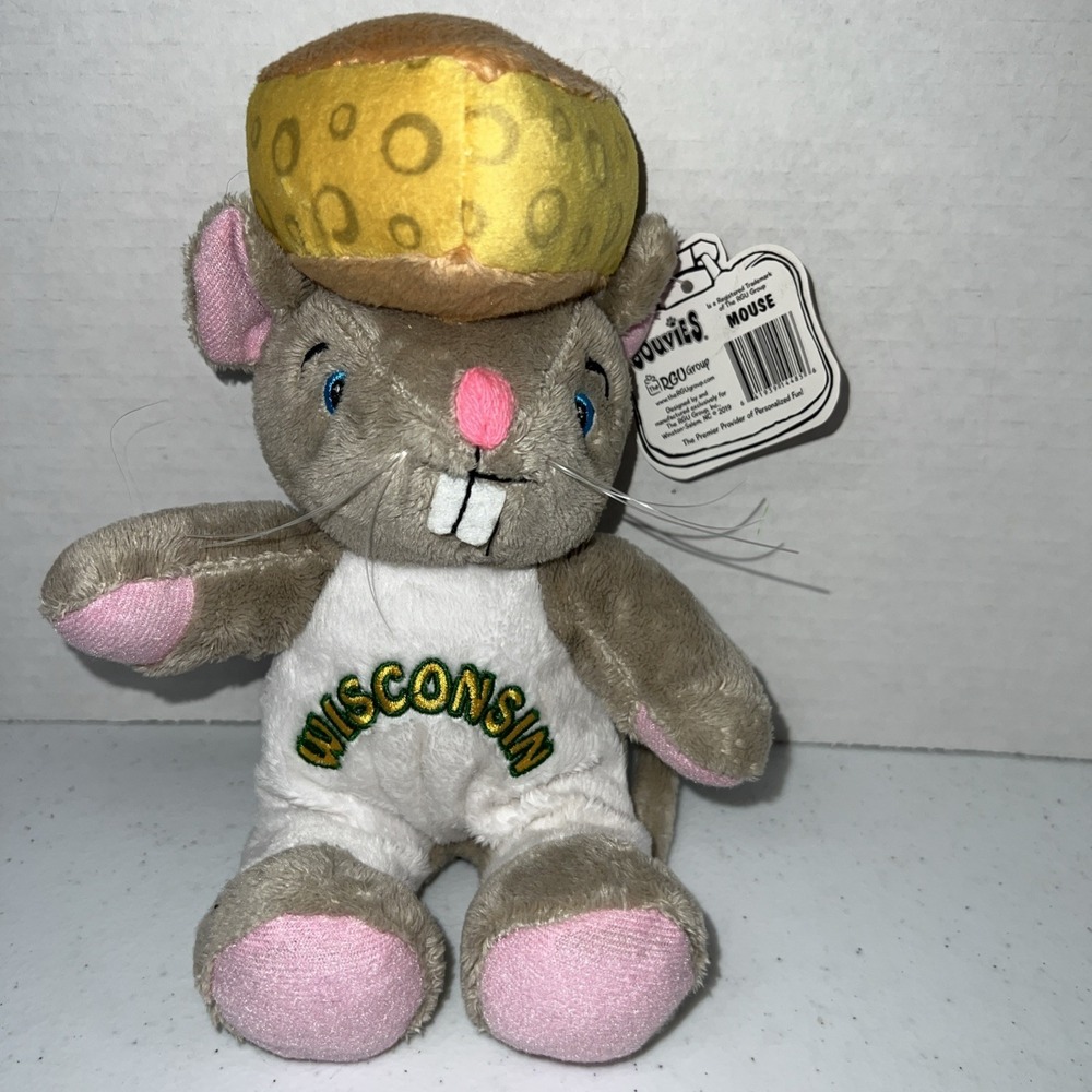SOUVIES CUTE SOFT CHEESE HEAD WISCONSIN MOUSE 9" Plush STUFFED ANIMAL Toy